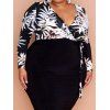 Plus Size Dress Leaf Print Surplice Belted Plunging Neck High Waisted Shift Midi Dress - multicolor 5XL