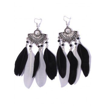 

Ethnic Earrings Geometric Faux Feather Printed Vintage Earrings, Black