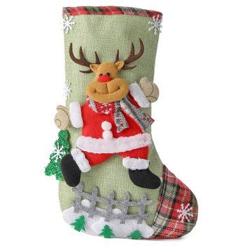 

Home Decoration Elk Santa Claus Christmas Stocking, Light green