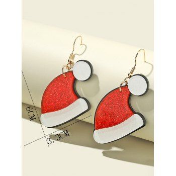 Christmas Cap Shape Hook Drop Earrings