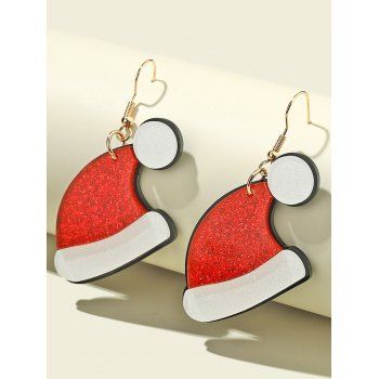 

Christmas Cap Shape Hook Drop Earrings, Red