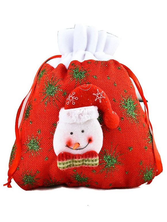 Sac Cadeaux avec Cordon de Serrage Motif Adorable Père Noël - Rouge 