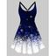 Plus Size Ombre Dress Snowflake Print Cut Out High Waisted Christmas Dress A Line Mini Dress - BLACK 5X