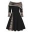 Plus Size Dress Convertible Neck Cinched Colored Striped Print Flare A Line Dress - GRAY 1X