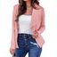 Blazer Décontracté Ouvert en Avant en Couleur Unie - Rose clair 2XL