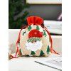 Sac Cadeaux avec Cordon de Serrage Motif Adorable Père Noël - Blanc 