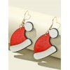 Boucles D'Oreilles de Noël Pendantes Chapeau Design - Rouge 
