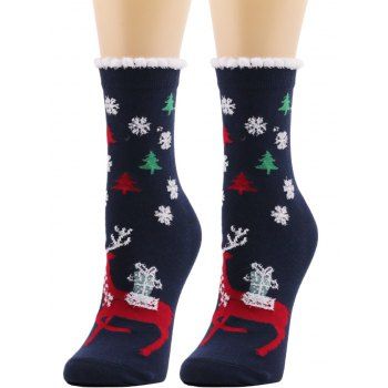 

Snowflake Printed Faux Fur Christmas Socks, Black