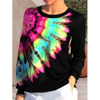

Tie Dye Sweatshirt Colored Printed Round Neck Long Sleeve Casual Sweatshirt, Multicolor
