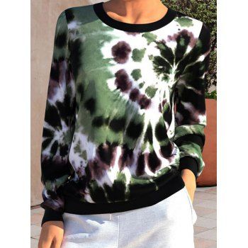 

Colored Printed Sweatshirt Tie Dye Round Neck Long Sleeve Sweatshirt, Multicolor