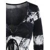 T-shirt Teinté Manches Longues à Ourlet Pointu à Taille Haute - Noir XXL