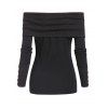 Pull Plié à Epaule Dénudée en Couleur Unie à Manches Longues - Noir XL