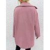 Manteau Long Simple en Molleton à Col Revers Patch avec Poches à Manches Longues - Rose clair XL