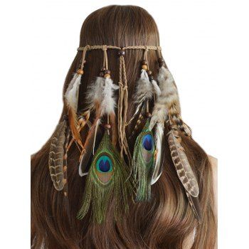 

Bohemian Headband Faux Feather Peacock Beaded Vintage Headband, Multicolor a