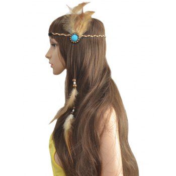 

Bohemian Headband Braid Faux Turquoise Feather Ethnic Headband, Multicolor a