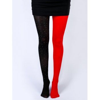 

Sparkly Rhinestone Two Tone Colorblock Pantyhose, Multicolor