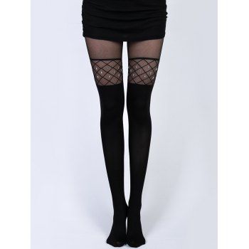 [31% OFF] 2023 Sheer Mesh Panel Pantyhose Geometric Pattern Rhinestone ...