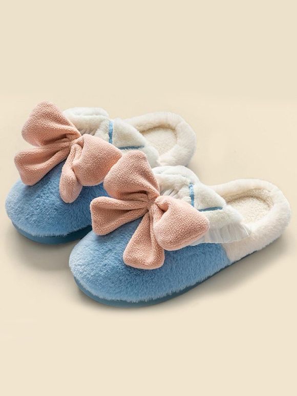 Pantoufles Chaudes en Blocs de Couleurs avec Nœud Papillon - multicolor EU (36-37)