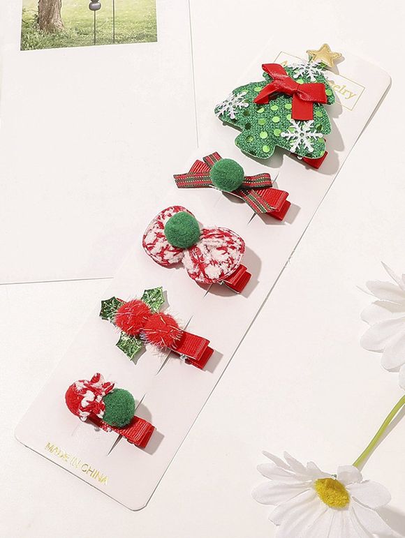 Pinces à Cheveux Sapin de Noël avec Nœud Papillon 5 Pièces - multicolor A 