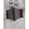 Ceinture de Taille Large en Cuir PU avec Lacets à Imprimé Psychédélique Pour Robe Chemise T-shirt - Noir 