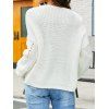Plain Color Sweater Textured Sweater Hollow Out Long Sleeve V Neck Pullover Sweater - WHITE XL