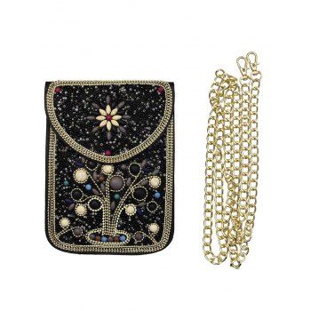 

Bohemian Phone bag Beaded Tree Small Ethnic Style Crossbody Bag, Black