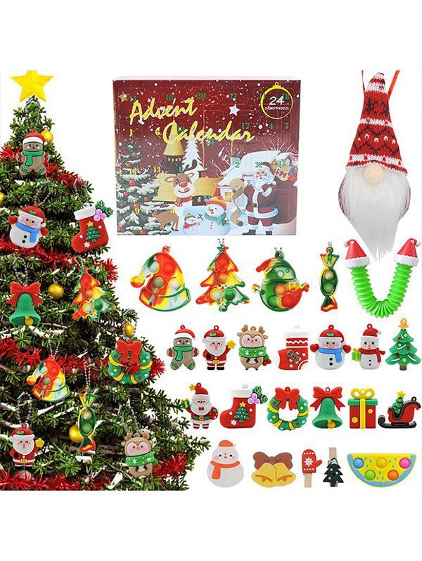 Ensemble Jouets Adorable Motif Père Noël Bonhomme de Neige Chaussette et Sapin de Noël - multicolor 