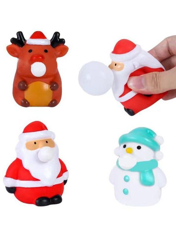 3 Pièces Jouets Adorable Bonhomme de Neige Père Noël et Élan Jouet Antistress - multicolor 