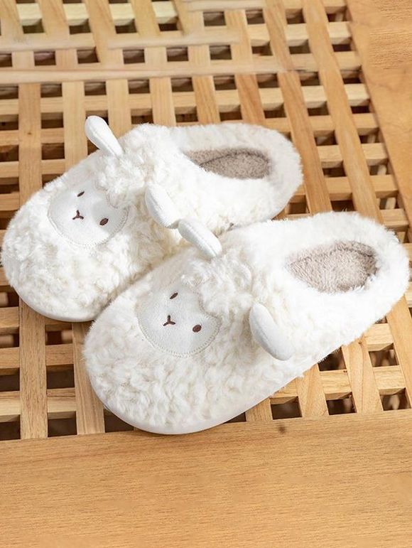 Pantoufles D'Intérieur Antidérapantes en Fausse Fourrure en Forme de Mouton - Blanc EU (38-39)