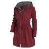 Plus Size Drawstring Waist Long Space Dye Zip Up Hooded Coat And Lace Up Leggings Casual Outfit - multicolor L