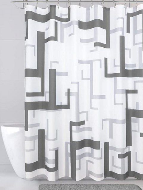 Waterproof Geometric Allover Print Bath Shower Curtain