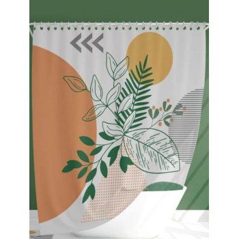 

Bathroom Shower Curtain Leaf Colorful Striped Print Mildew-Proof Hanging Curtain, Multicolor