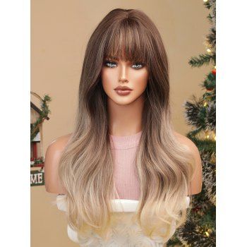 

Full Bang Ombre Wavy Capless Synthetic Wig, Multicolor a