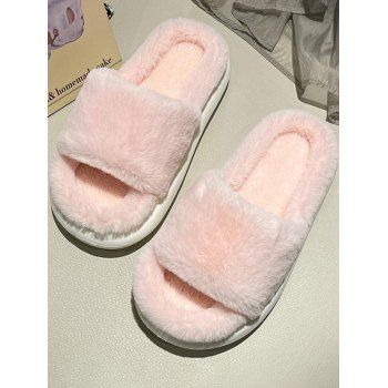 

Anti-slip Indoor Home Platform Fuzzy Slippers, Light pink