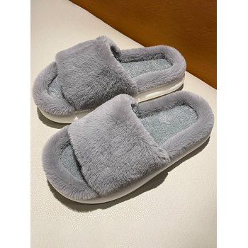 

Non-slip Home Indoor Warm Platform Fuzzy Slippers, Light gray