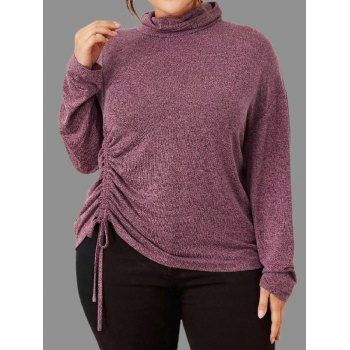 

Plus Size & Curve Drop Shoulder Knitwear Long Sleeve Cinched Heathered Turtleneck Knitwear, Deep red