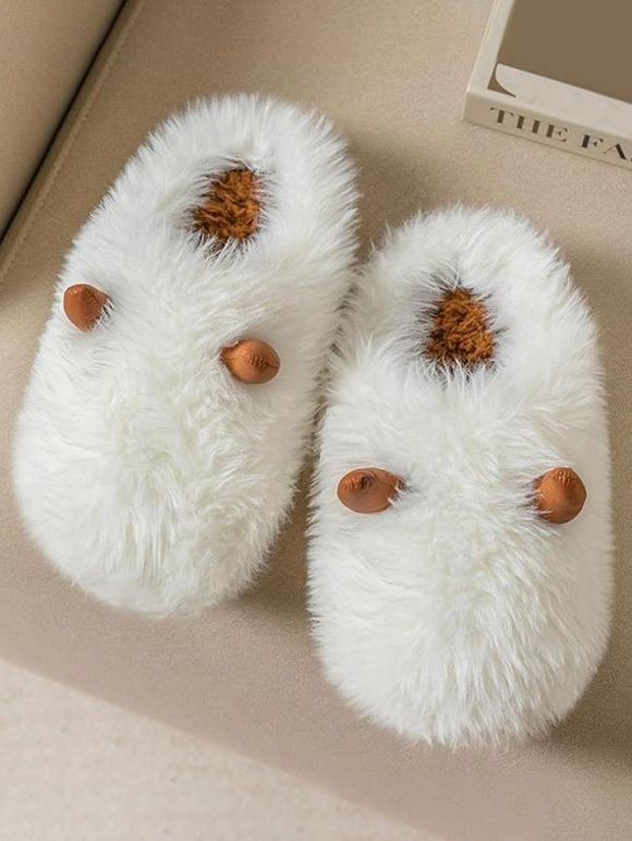 Pantoufles D'Intérieur Antidérapantes Pelucheuses pour Intérieur - Blanc EU (38-39)