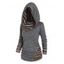 Haut à Capuche Boutonné Tribal Rayé Grande Taille à Manches Longues - Gris 2X