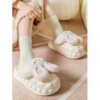 

Cute Rabbit Slippers Warm Anti Slip Indoor Slippers, White
