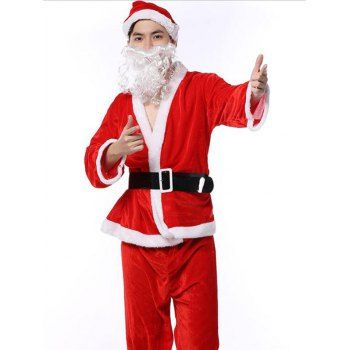 

5 Pcs Santa Claus Cosplay Costume Belted Hat Christmas Party Costume, Red