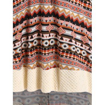Ethnic Style Dress Hooded Dress Printed Faux Fur Lace Up Textured Panel A Line Midi Dress