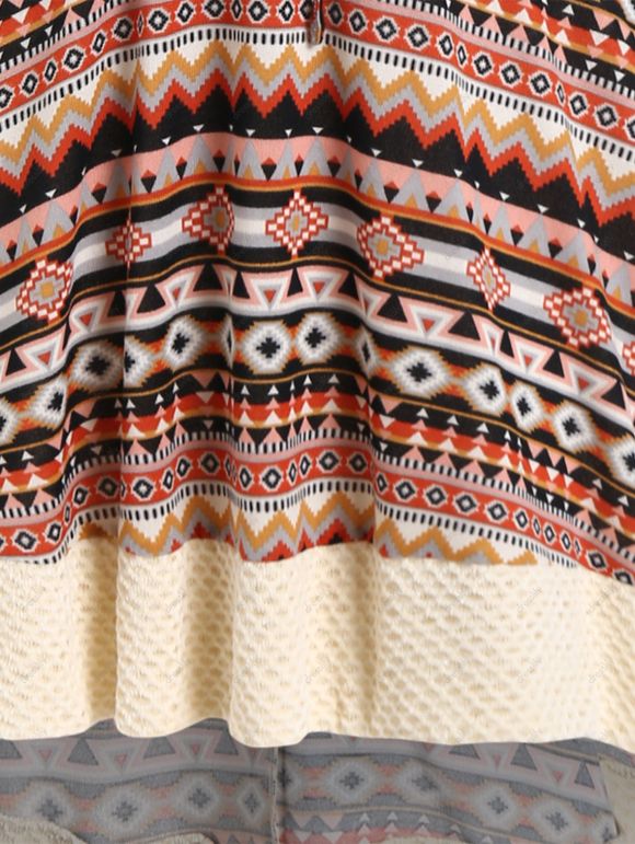 Robe Mi-Longue Linge A Texturée Panneau en Fausse Fourrure à Lacets Style Ethnique - café L