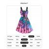 Plus Size Dress Butterfly Printed Lace Up High Waisted A Line Midi Dress - multicolor A L