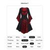 Sheer Skull Lace Insert Gothic Dress Colorblock Mock Button Lace Up Asymmetric Dress - BLACK XXL