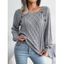 Pull en Tricot à Câble Boutonné à Manches Raglan à Col Rond - café L