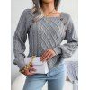 Pull en Tricot à Câble Boutonné à Manches Raglan à Col Rond - Gris 2XL