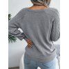 Pull en Tricot à Câble Boutonné à Manches Raglan à Col Rond - Gris 2XL