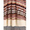 Ethnic Style Dress Hooded Dress Printed Faux Fur Lace Up Textured Panel A Line Midi Dress - COFFEE XXXL
