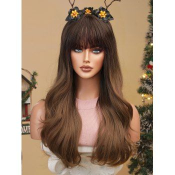 

Wavy Full Bang Capless Long Synthetic Wig, Brown bear