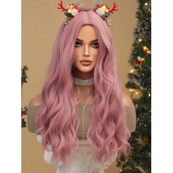 

Wavy Middle Part Capless Synthetic Wig Long Christmas Cosplay Party Wig, Flamingo pink